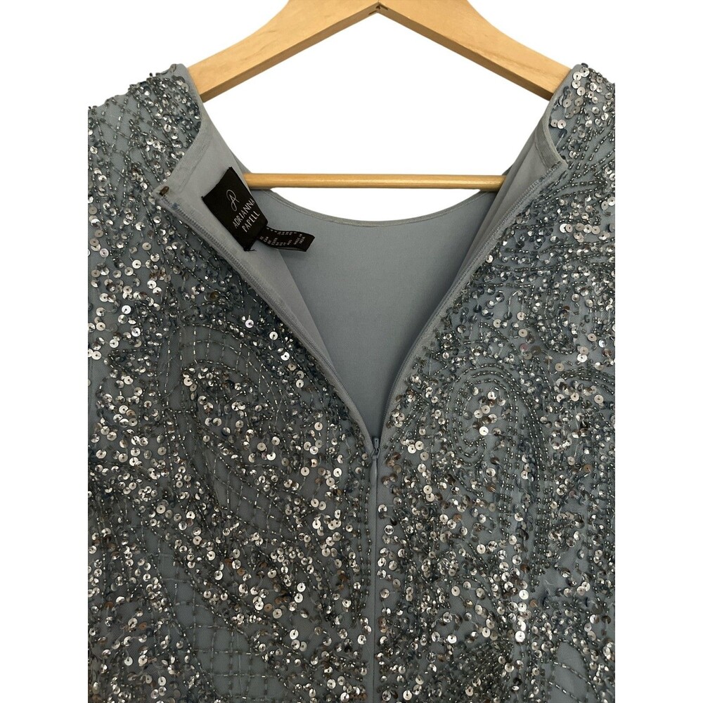 Adrianna Papell Short Sleeve Sequin Formal Ball Gown S 4 Cocktail Evening Dress - Picture 6 of 6